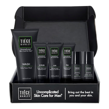 Tiege Hanley Mens Skin Care Set, Anti-Aging Skin Care Routine For Men (System Level 3) - Men'S Skincare Set For Fines Lines Includes Face Wash, Scrub, Moisturizer, Eye Cream, & Face Serum