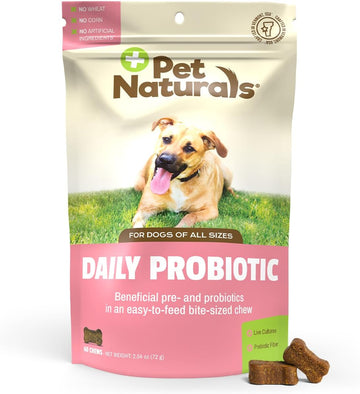 Pet Naturals Daily Probiotic for Dogs, 120M CFUs - Pre and Probiotics for Dogs Digestive Health, Gut Health, Immune Support, Diarrhea, Allergies and Itching - 60 Chews, Duck Flavor