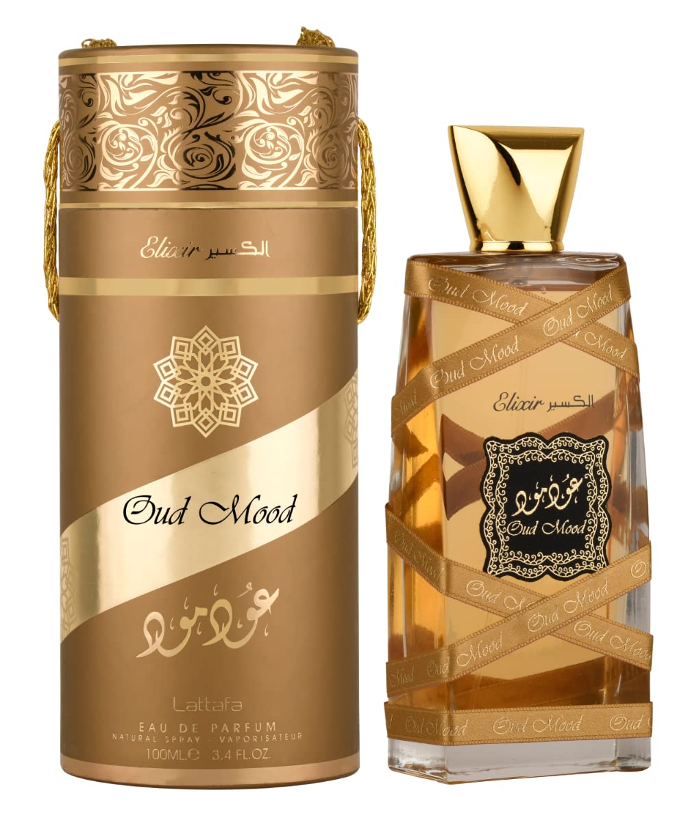 Lattafa Oud Mood Elixir For Unisex Eau De Parfum Spray, 3.4 Ounce / 100 Ml : Beauty & Personal Care
