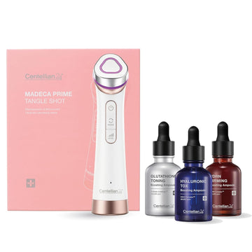 Centellian 24 Prime Facial Toning Device - 2-In-1 (Tangle Shot) + 3 Boosting Ampoules Set (3 X 1.01Fl Oz) - Hydration, Firming, Even Skin Tone With Hyaluronic Acid, Pdrn, Glutathione, Korean Skin Care