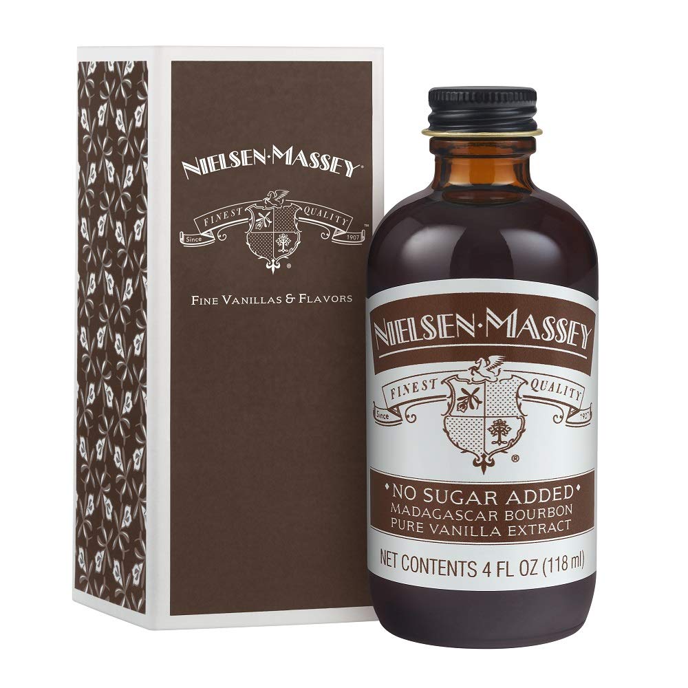 Nielsen-Massey No Sugar Added Madagascar Bourbon Pure Vanilla Extract For Baking And Cooking, 4 Ounce Bottle