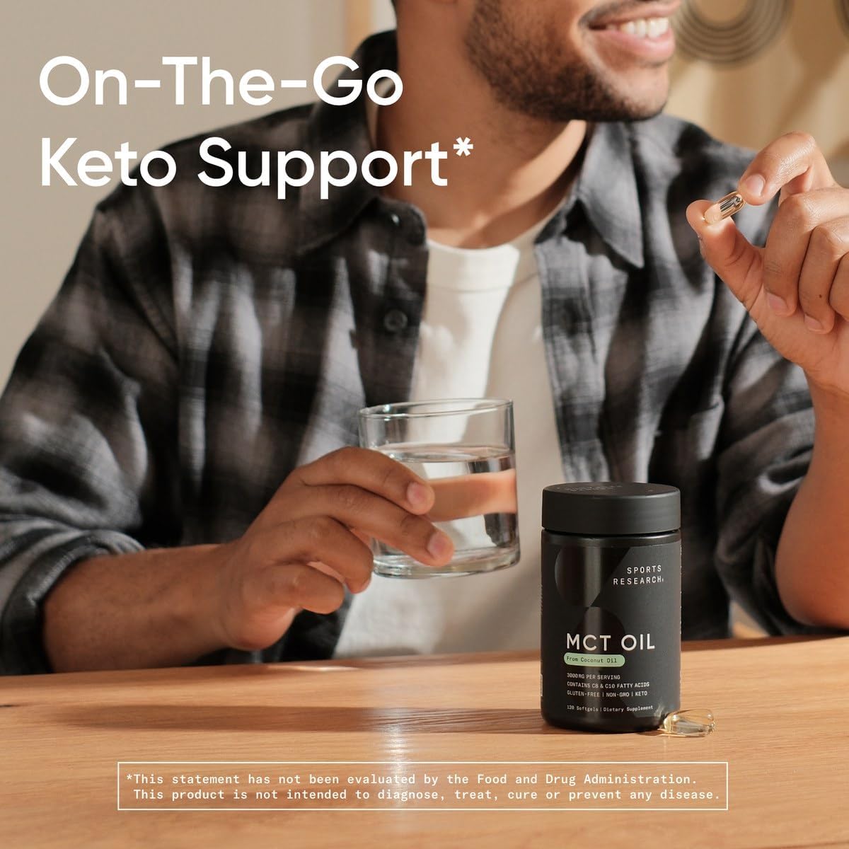 Sports Research Keto MCT Oil Capsules- Keto Fuel for The Brain & Body | Derived from Non-GMO Coconuts (240 Softgels) : Health & Household