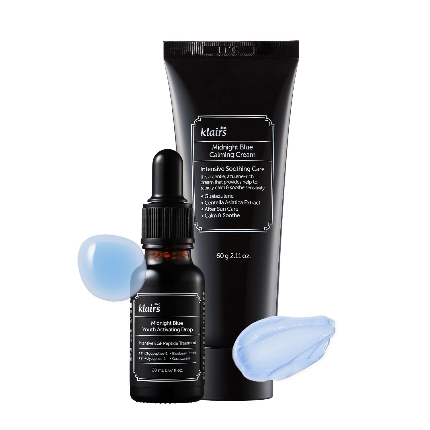 Dearklairs] After-Sun Care Duo Kit, Midnight Blue Calming Cream + Egf Blue Drop Set, Soothing, Fast Absorbing, Light Texture For Easy Use, Sensitive Skin Friendly