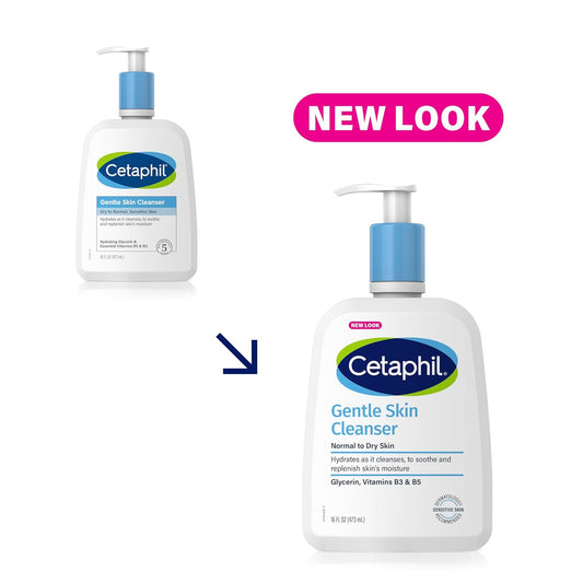 Cetaphil Face Wash, Hydrating Gentle Skin Cleanser For Dry To Normal Sensitive Skin, New 16 Oz 2 Pack, Fragrance Free, Soap Free And Non-Foaming