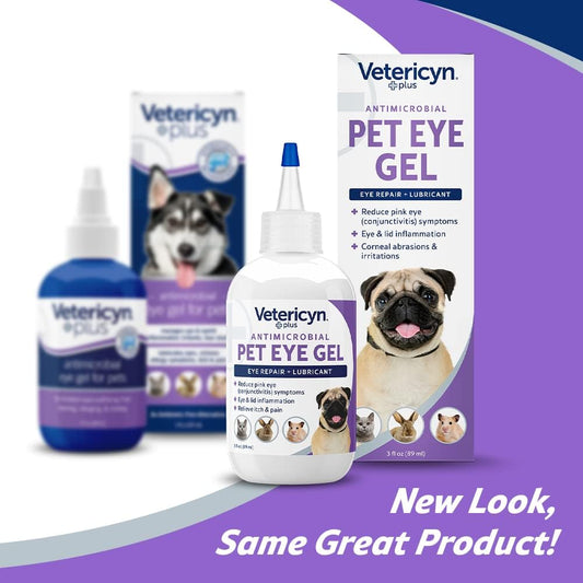 Vetericyn Plus Pet Eye Gel | Dog and Cat Eye Ointment Alternative to Lubricate and Relieve Eye Irritations and Abrasions, Reduce Symptoms of Pink Eye in Dogs and Cats. 3 ounces