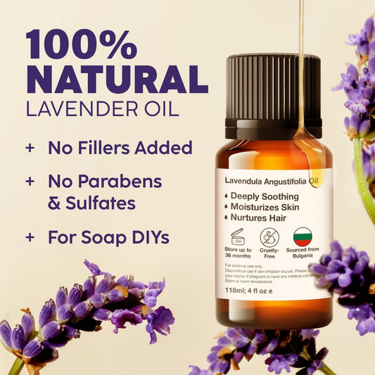 Lavender Essential Oil For Diffuser Skin & Hair (0.34Oz) - 100% Pure Lavender Oil For Relaxation & Nourishment & Soap Making Scent - Lavender Essential Oil Pure By Kukka