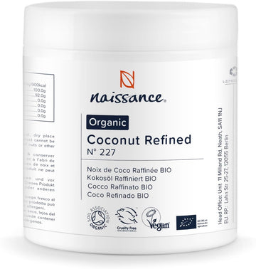 Naissance Organic Refined Coconut (Solid) Oil (No. 227) 500g - Moisturising, Hydrating - for Aromatherapy, Skincare, Haircare, DIY Beauty