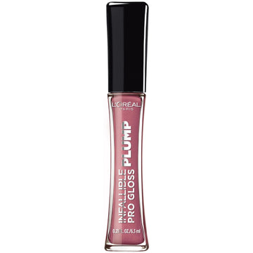 L'Oreal Paris Infallible Pro Gloss Plump Lip Gloss With Hyaluronic Acid, Long Lasting Plumping Shine, Lips Look Instantly Fuller And More Plump, Mauve Glow , 0.21 Fl. Oz