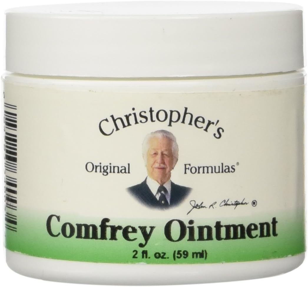Dr. Christopher's Comfrey Ointment, 2 , contains Organic Comfrey Leaf in a base of Beeswax and Extra Virgin Olive Oil Other Ingredients: No added Fillers or Chemicals