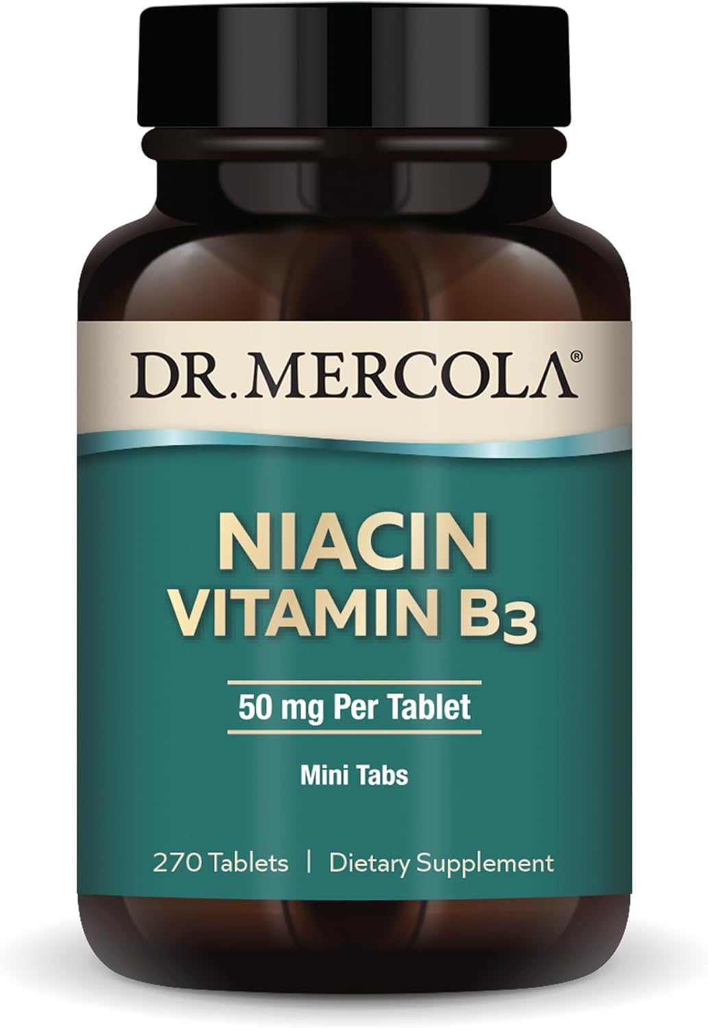 Dr. Mercola Niacin Vitamin B3, 90 Servings (270 Tablets), Dietary Supplement, Mini Tabs, Essential B Vitamin, Non-GMO