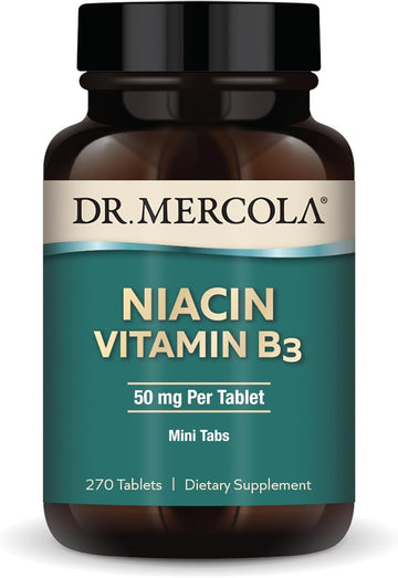 Dr. Mercola Niacin Vitamin B3, 90 Servings (270 Tablets), Dietary Supplement, Mini Tabs, Essential B Vitamin, Non-Gmo