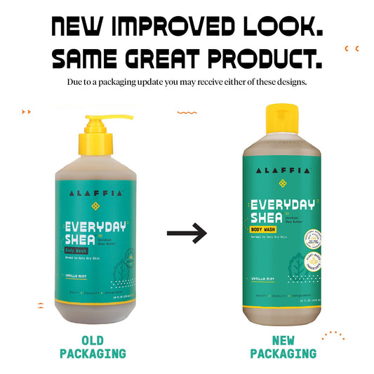 Alaffia Everyday Shea Body Wash - Naturally Helps Moisturize And Cleanse Without Stripping Natural Oils With Shea Butter, Neem, And Coconut Oil, Fair Trade, Vanilla Mint 16 Fl Oz