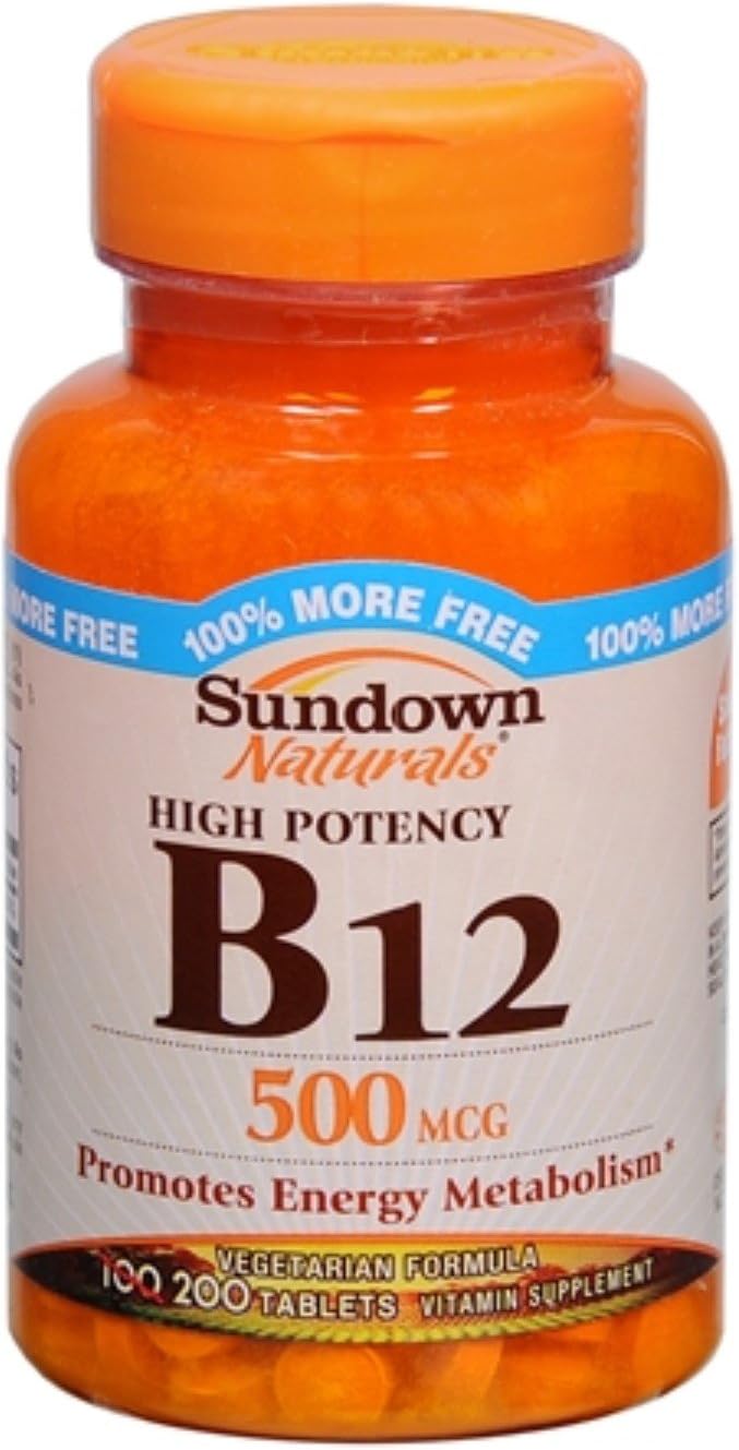 Sundown B-12 500 mcg Tablets 200 Tablets (Pack of 2)