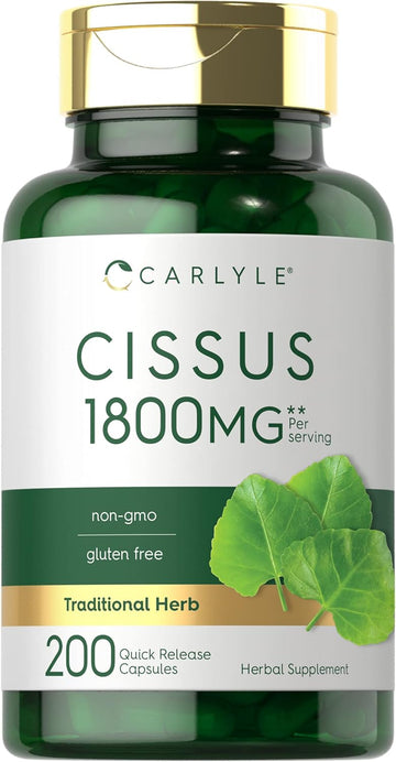 Carlyle Cissus Quadrangularis 1800Mg | 200 Capsules | Traditional Herb Extract Supplement | Non-Gmo And Gluten Free Formula