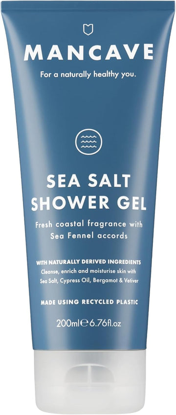 Mancave Sea Salt Shower Gel For Men, Coastal Aroma With Sea Fennel, Cypress And Bergamot, Sulphate And Paraben Free, Natural, Vegan, Cruelty Free, 200 Ml