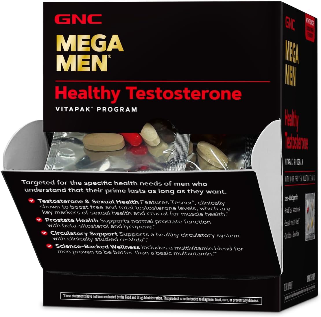 GNC Mega Men Healthy Testosterone Vitapak Program (30 Servings) : Health & Household