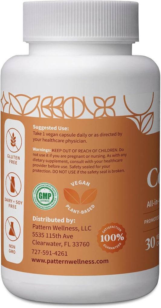 Pattern Wellness Zinc Complex Supplement - High Absorption Zinc Supplement With Vitamin C, Probiotics, And Other Plant-Based Ingredients - All-In-One Immune Support - 3Rd Party Lab - 30 Vegan Capsules
