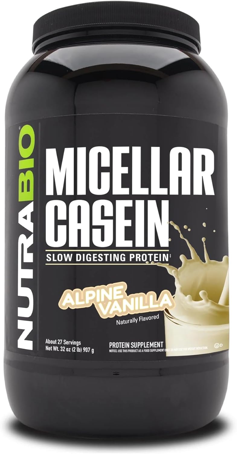 Nutrabio Micellar Casein Protein Powder-Casein Protein Powder Strawberry- Slow Digesting - Muscle Growth - Essential Amino Acids - Non-Gmo - Gluten & Soy Free-2 Lbs Strawberry Ice Cream
