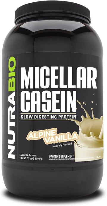 Nutrabio Micellar Casein Protein Powder-Casein Protein Powder Strawberry- Slow Digesting - Muscle Growth - Essential Amino Acids - Non-Gmo - Gluten & Soy Free-2 Lbs Strawberry Ice Cream