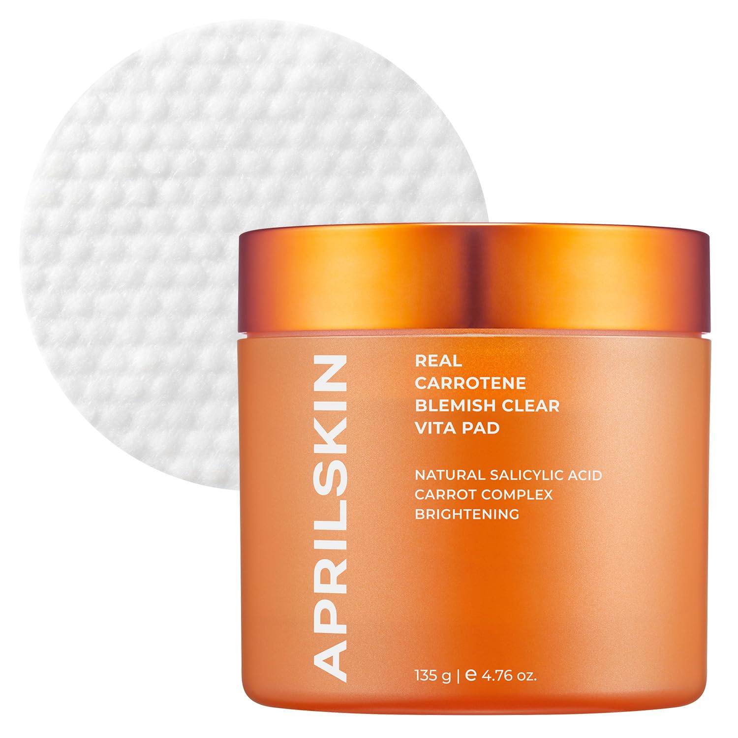Aprilskin Carrotene Clarifying Pads | Oily, Sensitive, Acne-Prone Skin | Vegan, Cruelty-Free, Exfoliating, Fights Acne & Pore-Tightening | 60 Pads | No Sulfates And Artificial Fragrance