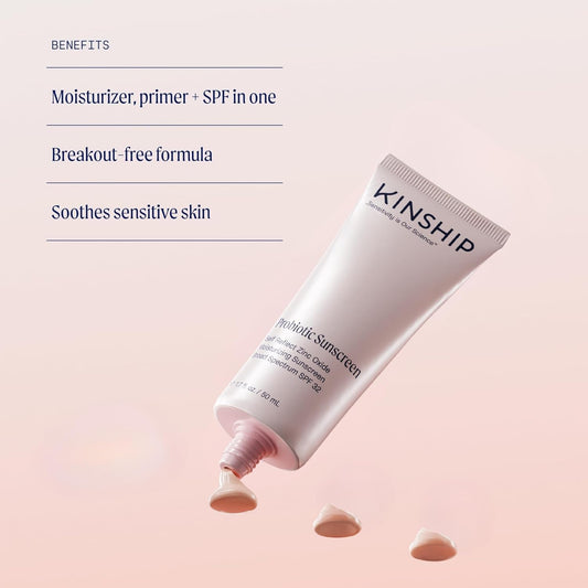 Kinship Self Reflect 100% Mineral Spf + Supermello Gel Cream Moisturizer Bundle | Probiotic Moisturizing Facial Sunscreen | Lightweight Hyaluronic Acid Face Lotion | Protect + Hydrate All Skin Types