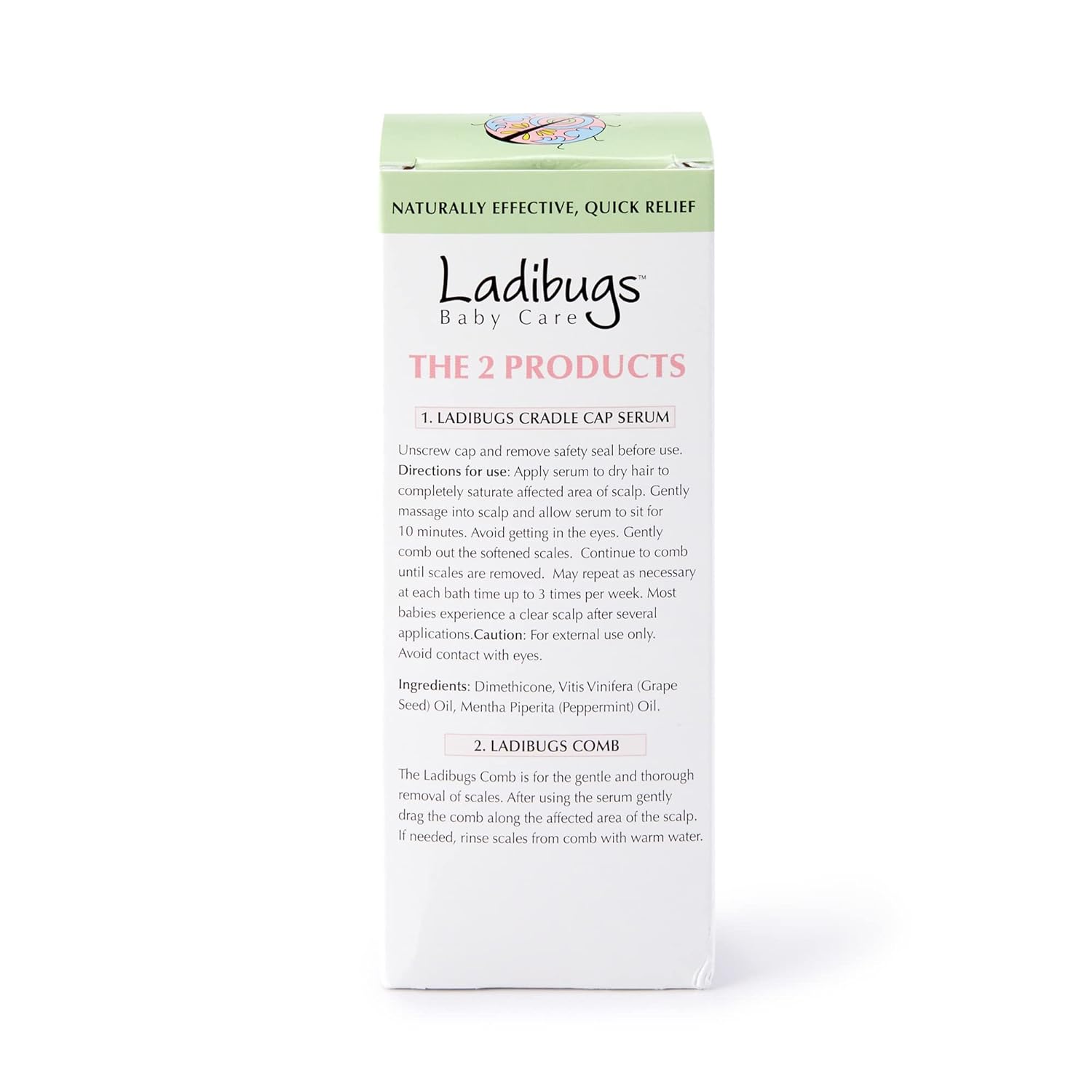 Ladibugs Cradle Cap Remedy Kit, 3Oz | Includes Cradle Cap Serum & Fine-Toothed Comb | Effectively Removes Scales & Flakes | Soothes & Softens Scalp : Baby