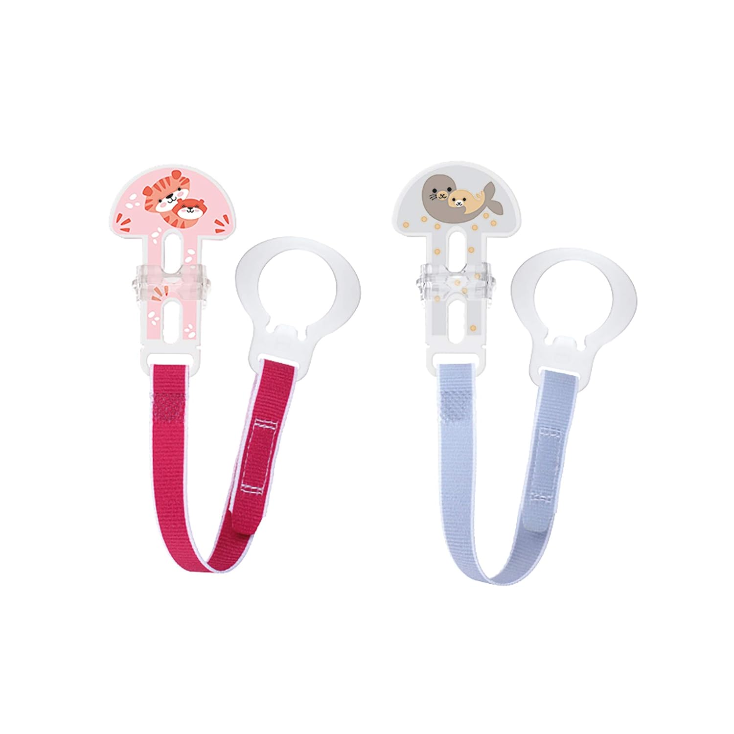 Mam Pacifier Clips (2 Clips), Clips For Pacifiers With Fasteners And Flexible Rings, Pacifier Clips For Boys, Designs May Vary