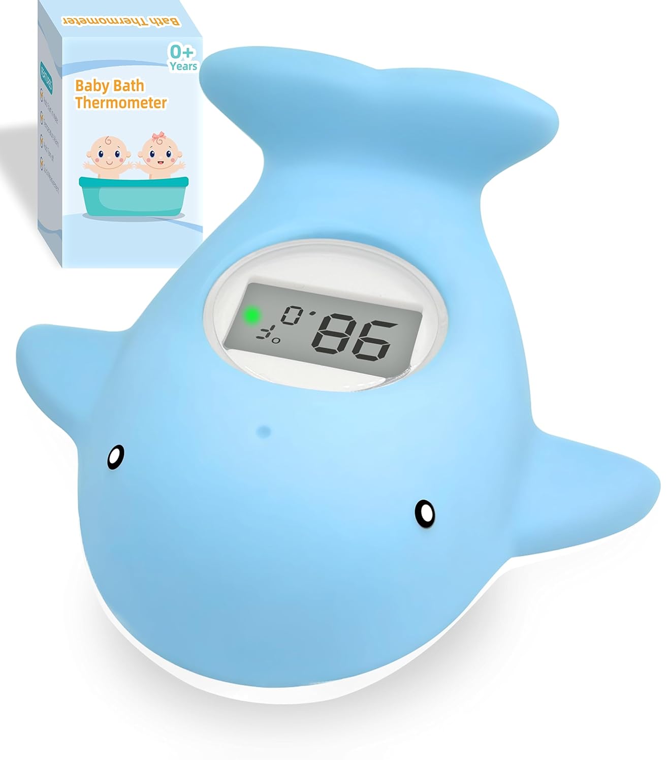 Baby Bath Tub Thermometer - Bathtub Water Thermometer with Room Temperature - Safety Floating Whale Bathtub Toy - New Upgraded Mute Flashing Alert, Gift for Mom Newborn Infant