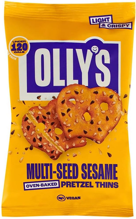 Olly'S Pretzel Thins, New Variety Pack, 35G (Pack Of 10), X2 Salted, X2 Multi Seeded, X2 Sour Cream, X2 Sweet Chilli X2 Cheesy, Low Calorie Snacks, Low Fat, Source Of Fibre, No Preservatives
