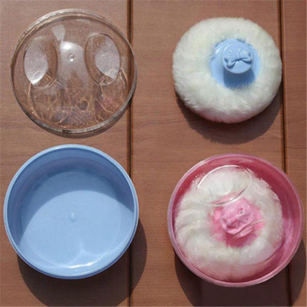 UTENEW Cosmetic Tool Baby Soft Face Body Powder Puff Sponge Box Container Case (Pink) : Baby