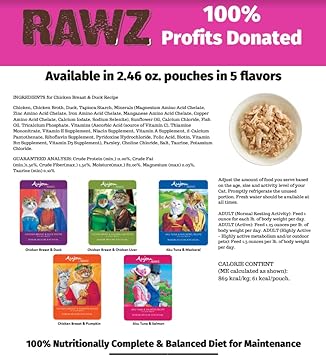 Rawz Aujou Chicken Breast & Chicken Liver Cat Food 8/2.46 oz Pouches : Pet Supplies