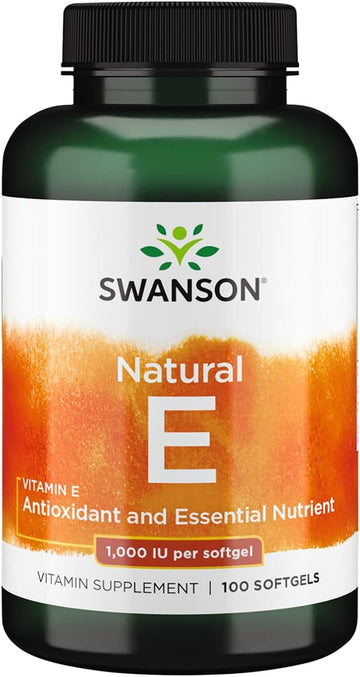 Swanson Vitamin E - Natural Vitamin Supplement Promoting Cardiovascular Health - Natural Formula Delivering Essential D-Alpha Tocopherols - (100 Softgels, 1000 Iu Each)