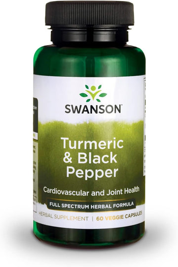 Swanson Turmeric & Black Pepper - Organic Joint Health, Heart Health, Digestion, & Liver Support Supplement - Natural Formula For Enhanced Bioavailability & Absorption - (60 Veggie Capsules)