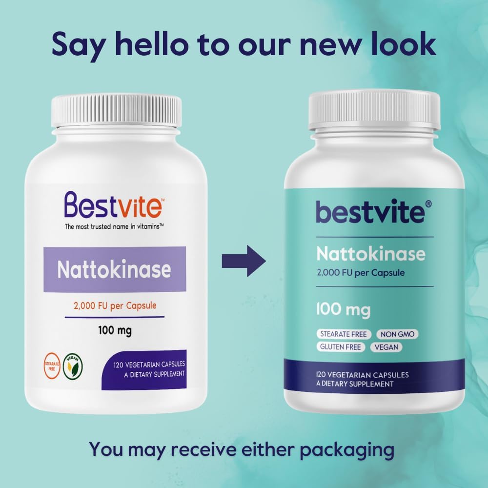 Bestvite Nattokinase 100Mg (2000 Fu) (120 Vegetarian Capsules) - No Stearates - Vegan - Non Gmo - Gluten Free : Health & Household