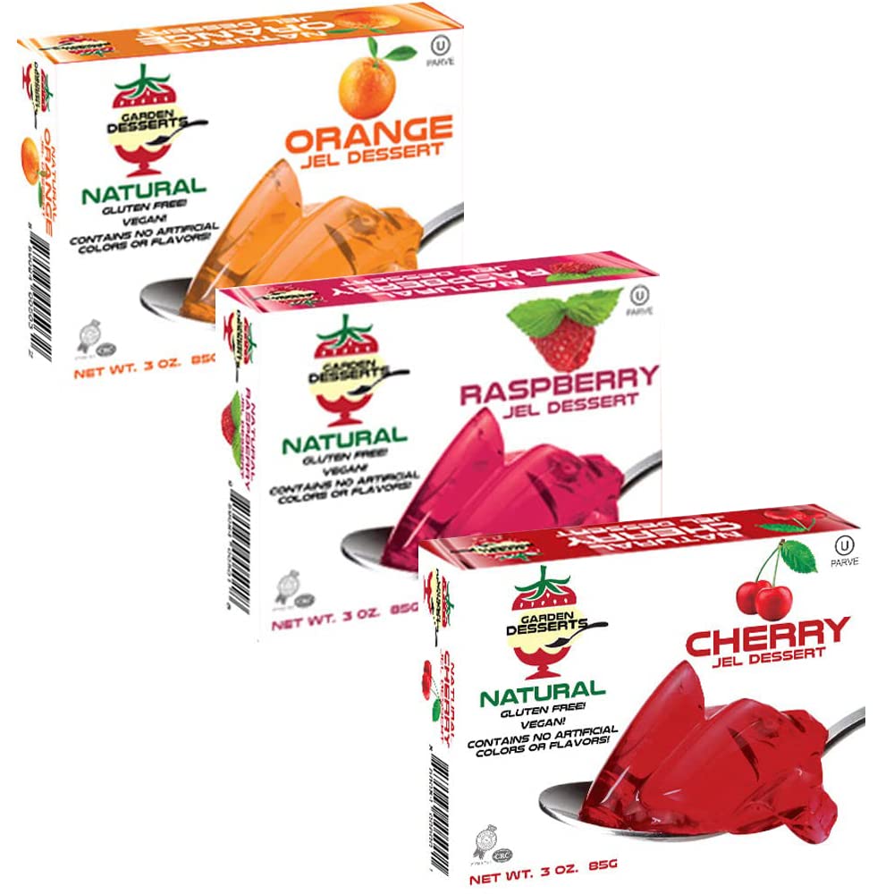 Natural Jello Dessert Mix - Vegan Jello By Garden Desserts [Variety Pack] Gluten Free, Dairy Free, Non Gmo, Kosher Gelatin Free Jello, 3 Ounce Box [Pack Of 3]