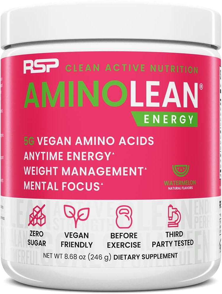 Rsp Nutrition Aminolean Pre Workout Powder, Amino Energy & Weight Management With Bcaa Amino Acids & Natural Caffeine, Preworkout Boost For Men & Women, 30 Serv