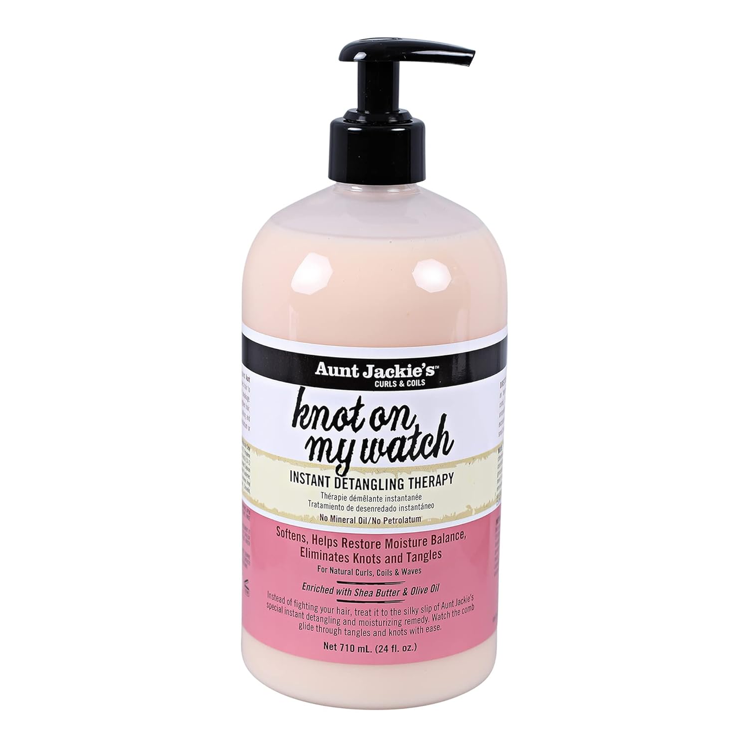 Aunt Jackie'S Curls And Coils Knot On My Watch, Large 24Oz Family Sized Pump, Instant Hair Detangling Therapy For Natural Curls, Coils And Waves, Pink…