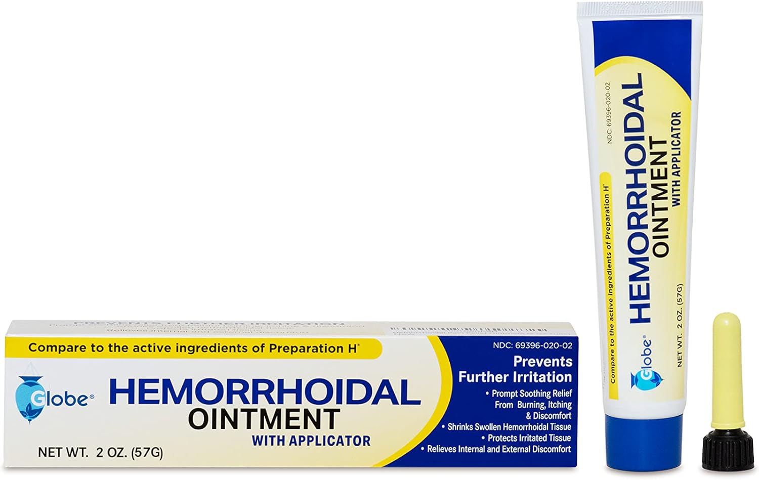 Globe (4 Pack) Hemorrhoidal Ointment, Phenylephrine HCl, Petrolatum, Mineral Oil, Relief from Burning, Itching and Discomfort of Hemorrhoids, 2 Ounces : Health & Household