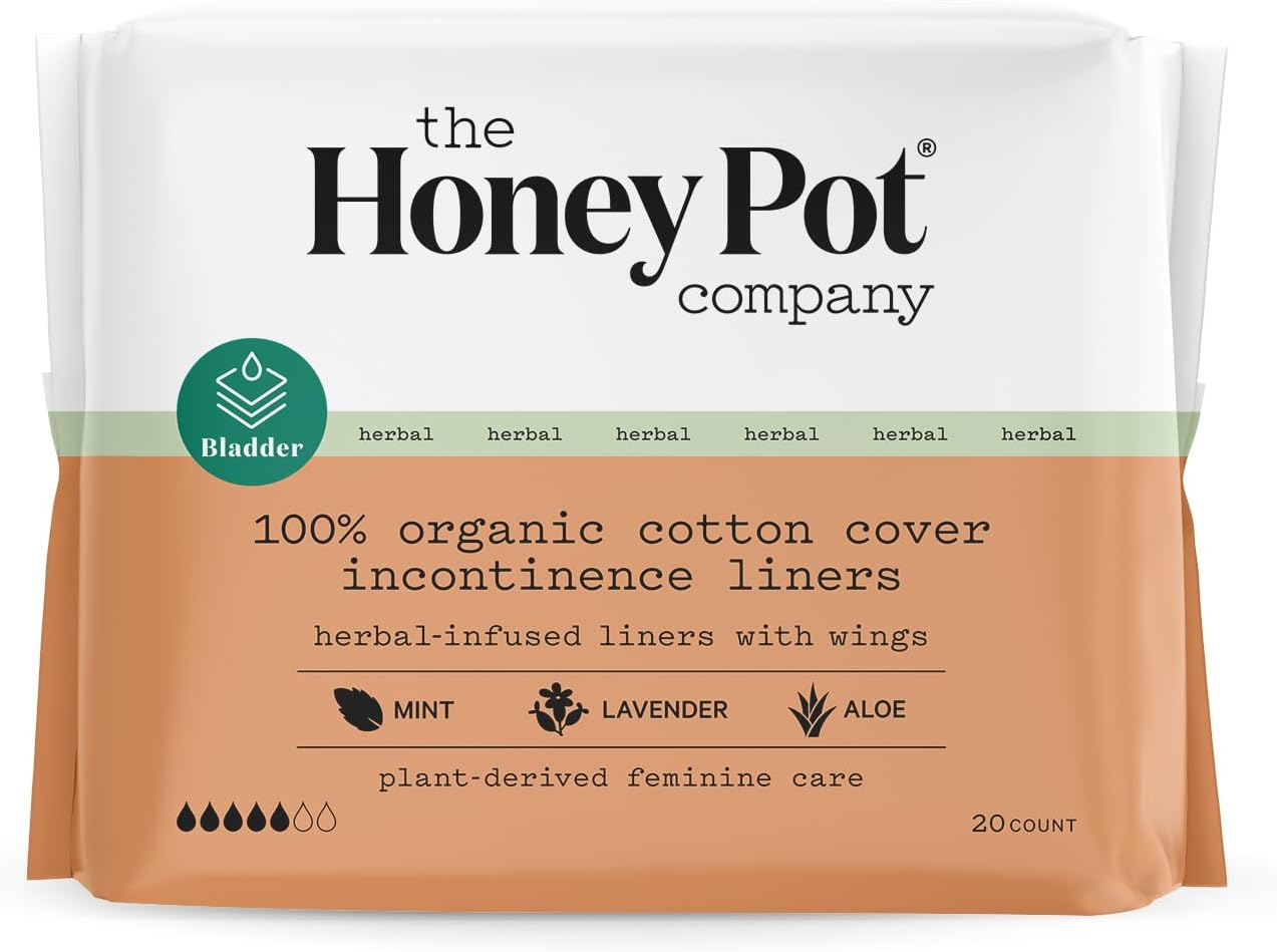 The Honey Pot Company - Herbal Panty Liners For Women - Incontinence Organic Panty Liners W/Wings - Infused W/Essential Oils For Cooling Effect - Postpartum Essentials - Feminine Care - Fsa - 20Ct