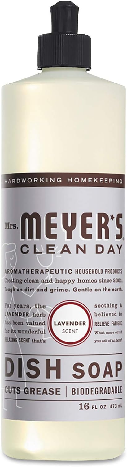Mrs. Meyer's 650391EA Dish Soap, Lavender Scent, 16 oz Bottle