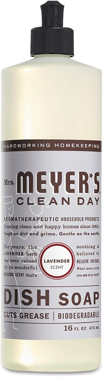 Mrs. Meyer's 650391EA Dish Soap, Lavender Scent, 16 oz Bottle