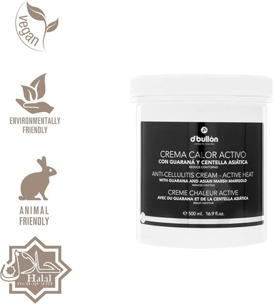 D'Bullón Active Heat Body Cream. Reduces Orange Skin - 500 Ml