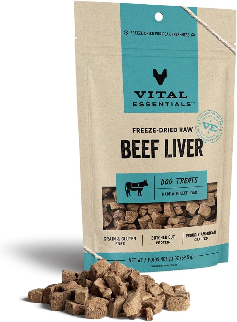 Vital Essentials Freeze Dried Raw Single Ingredient Dog Treats, Beef Liver, 2.1 oz