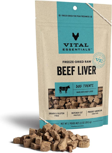 Vital Essentials Freeze Dried Raw Single Ingredient Dog Treats, Beef Liver, 2.1 Oz