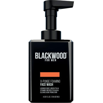 Blackwood For Men X-Punge Foaming Face Wash - Acne Facial Cleanser For Oily To Normal Skin - Deep Cleanse For Exfoliation - Natural Vegan Formula - Paraben Free, Sulfate Free, & Cruelty Free (4.55 Oz)