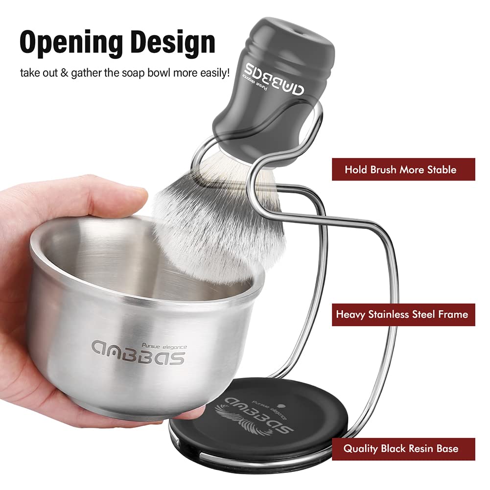 Anbbas Synthetic Badger Shaving Brush,3In1 Kit With Stainless Steel Shaving Stand And Bowl For Men Wet Close Shave : Beauty & Personal Care