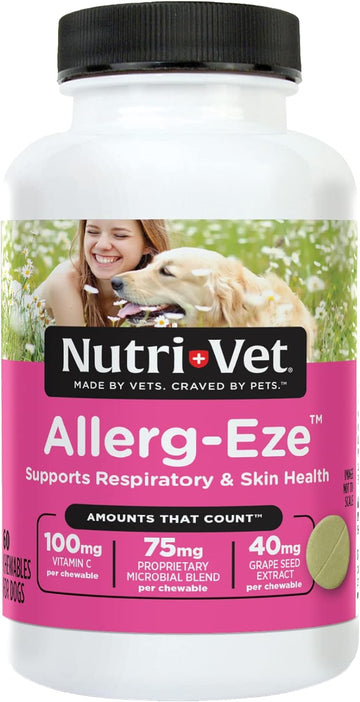 Nutri-Vet Allerg-Eze Chewables for Dogs - Formulated Antioxidants and Omega-3 Acids - Supports Respiratory and Skin Health - 60 Chewables