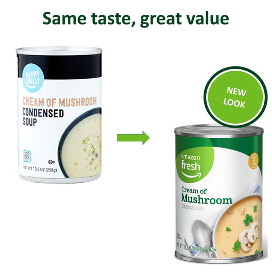 Amazon Fresh, Condensed Cream Of Mushroom Soup, 10.5 Oz (Previously Happy Belly, Packaging May Vary)