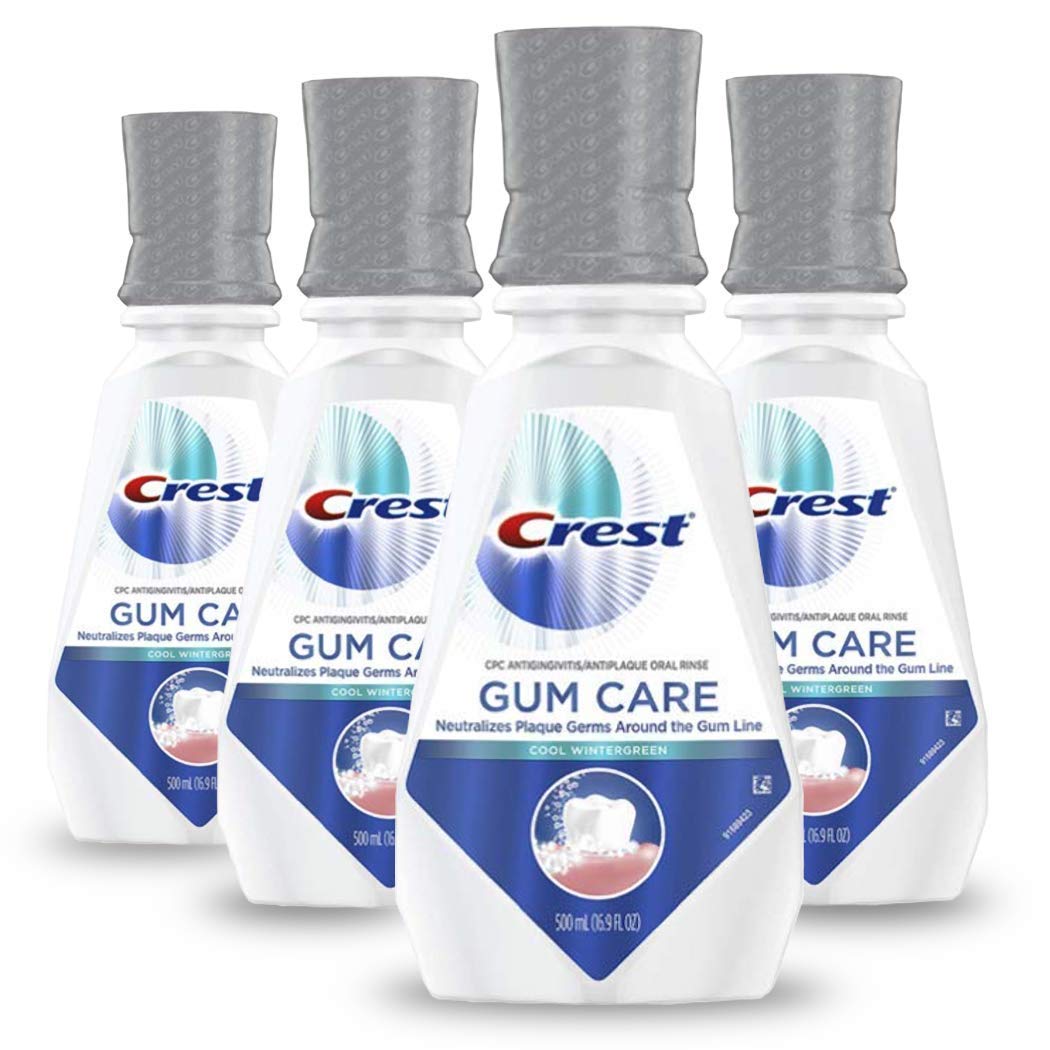 Crest Gum Care Mouthwash, Cool Wintergreen, Cpc (Cetylpyridinium Chloride) Antigingivitis/Antiplaque Oral Rinse 16.9 Fl Oz (Pack Of 4)