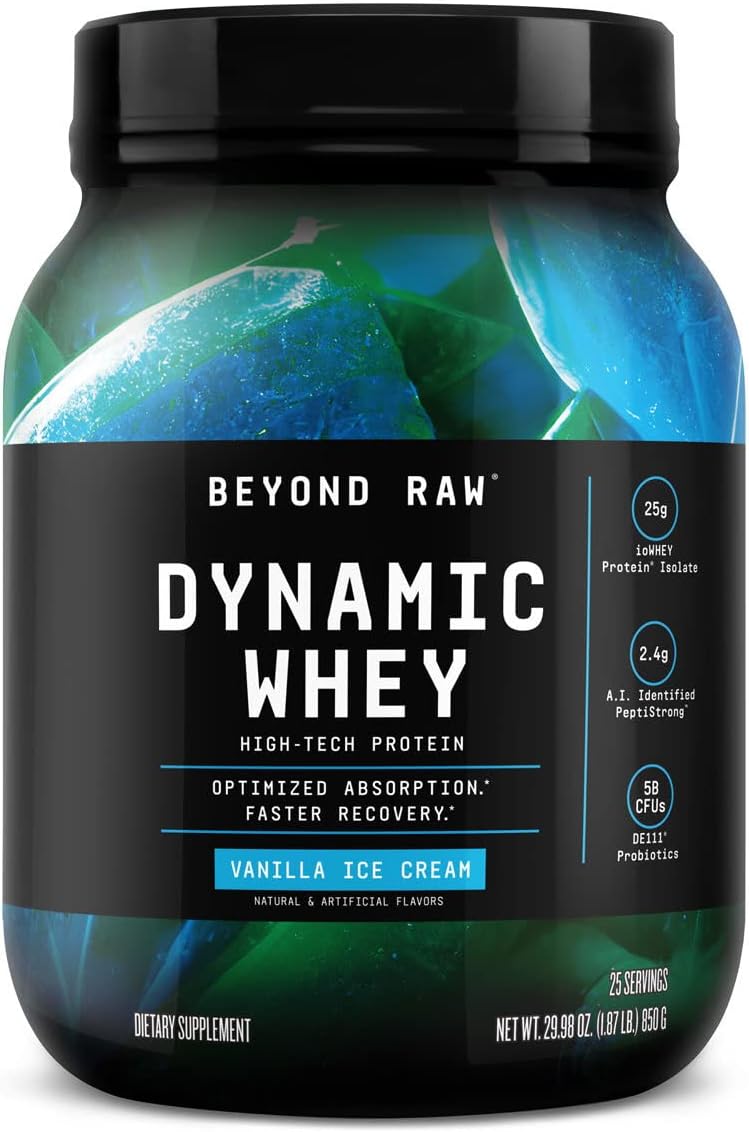 Beyond Raw Dynamic Whey | High-Tech Protein | Optimized Absorption And Faster Recovery | Vanilla Ice Cream | 25 Servings
